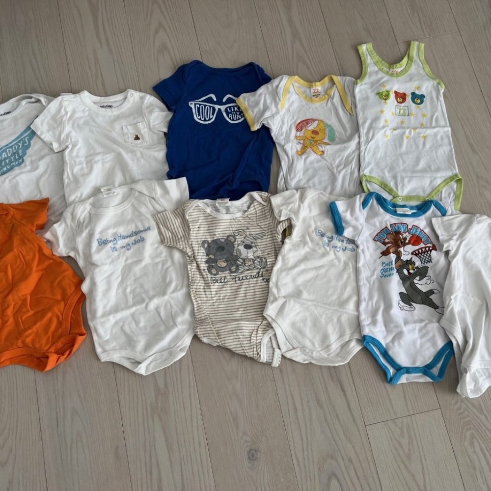 Set of 11 Boy's Bodysuits Playsuits 12-24 Months